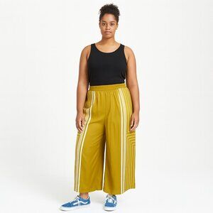 NWT Modern Works Yellow White Wide Leg Capri Pants Trousers Size 1X